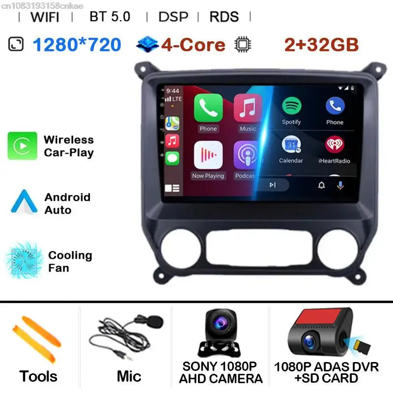 Car Radio Android 15 For Chevrolet Colorado 2014 - 2018 For Silverado GMC Sierra VIA Vtrux Truck 2014 - 2018 Carplay Stereo Auto