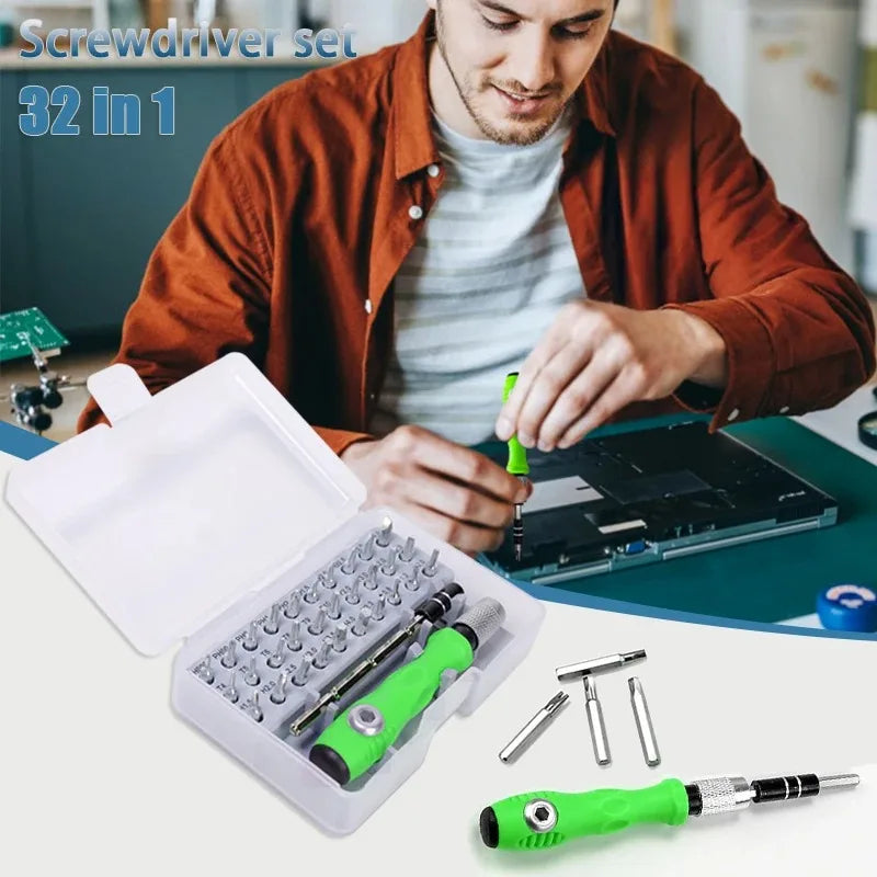 Juego De Destornilladores De Reparación De Herramientas 32 En 1, Mini Destornillador Magnético De Precisión, Kit De Brocas, T