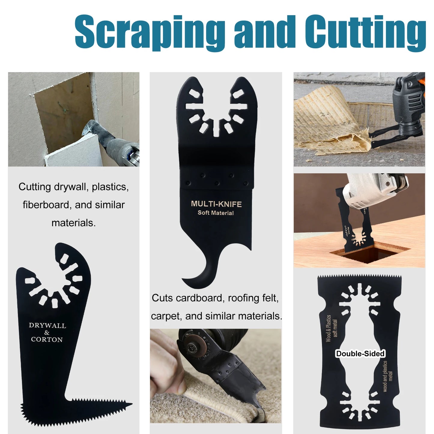 Oscillating Tool Blade Set 10-63PCS – Multi Tool Blades Kit for Wood, Metal, Plastic, Sanding & Scraping