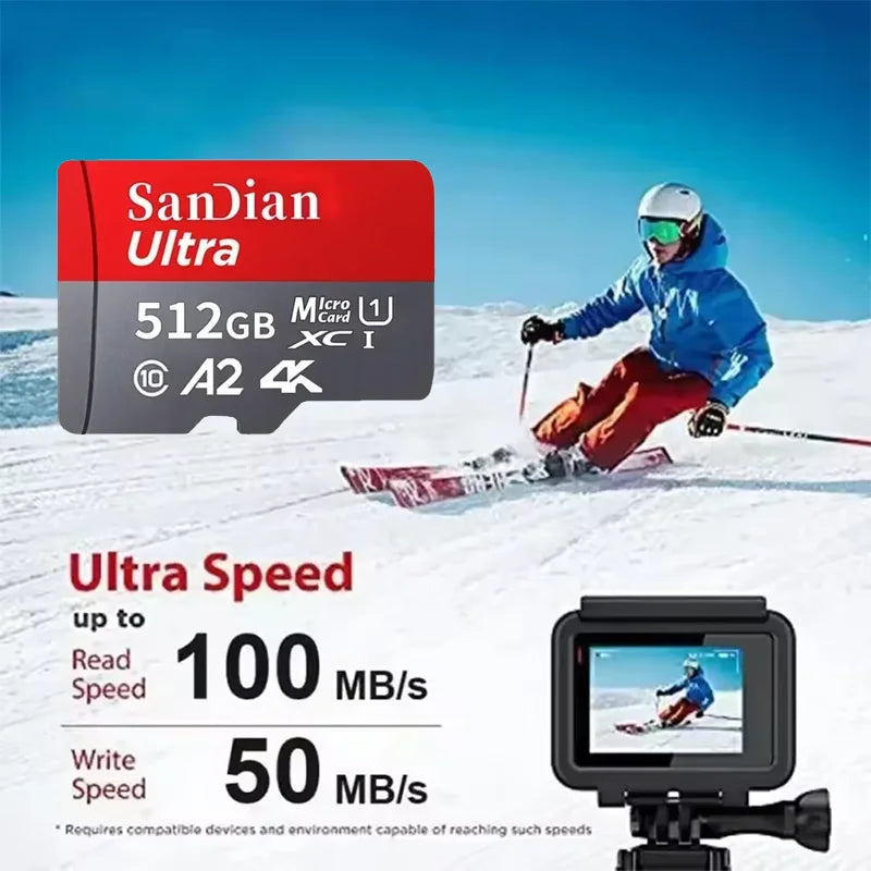 A2 U3 SD Memory Card 128GB 256GB High Speed TF Card 4K Video Recording for Tablet Surveillance Camera Shockproof Dustproof
