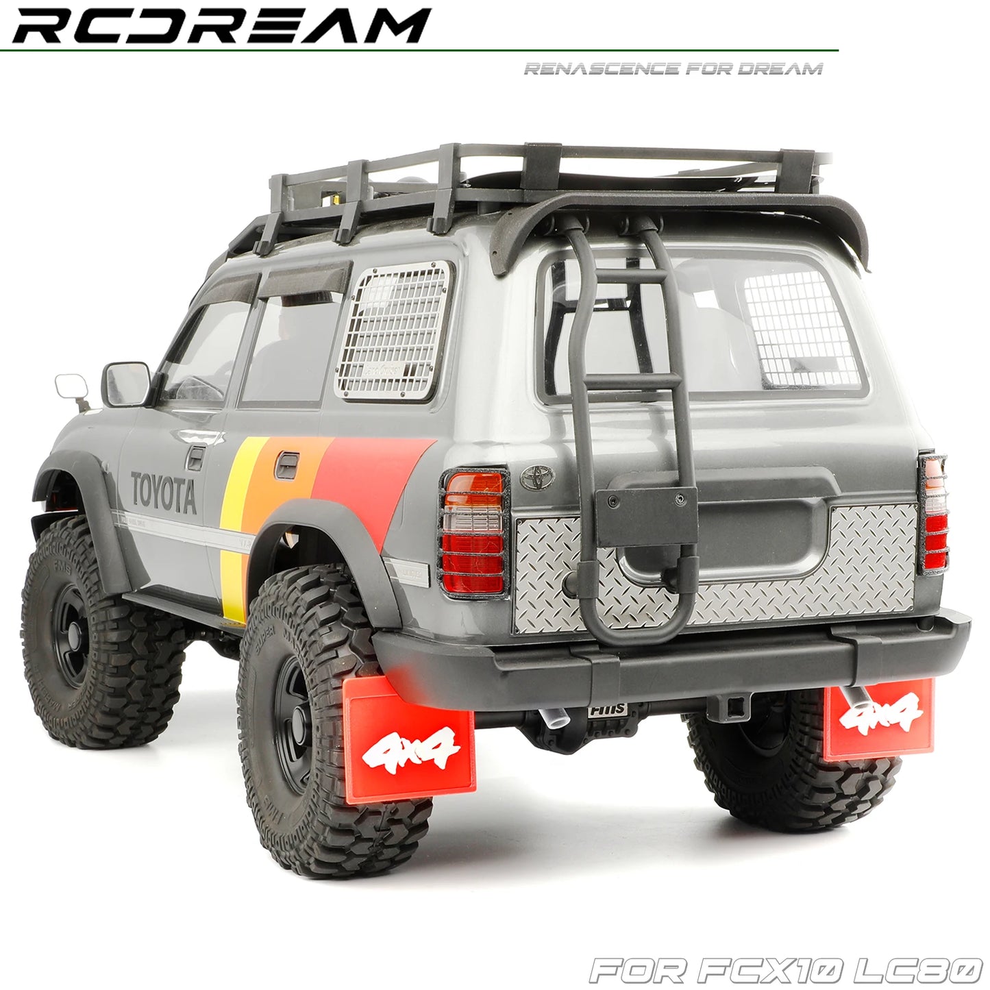 RCDream 1/10 3D Printed Effect Soft Rubber Mud Flap Color TPU Mudguard Film / Tail Exhaust Pipe for FCX10 LC80 TOYOTA Part