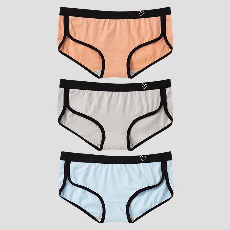 BANNIROU 3-Pack Cotton Briefs – Breathable Low-Rise Panties