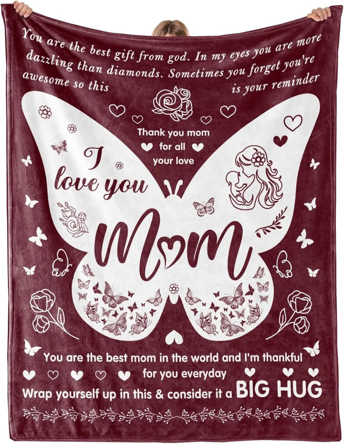 Gift for Mom Flannel Throw Blanket with Loving Message