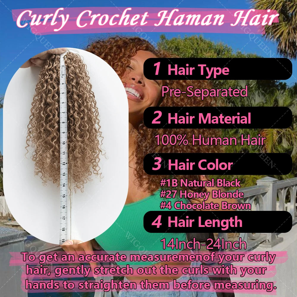 12A Honey Blonde Reusable Small Spirals Curly Crochet Hair For Braid #27 Afro Coily Curly Feather Crochet Human Hair Extensions