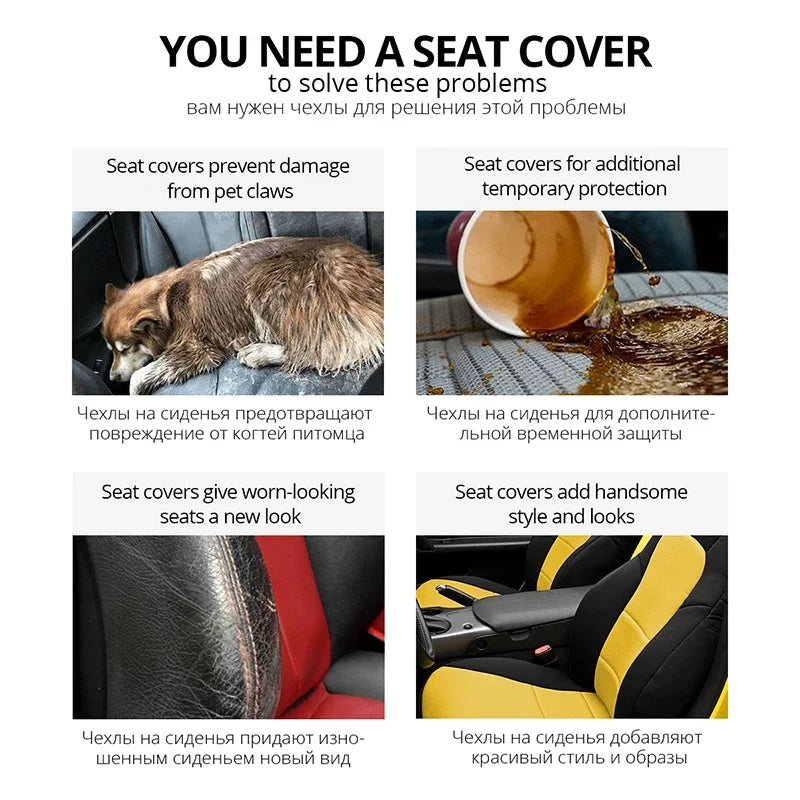 Universal Car Seat Covers 5 Pc Set with Tire Track Detail