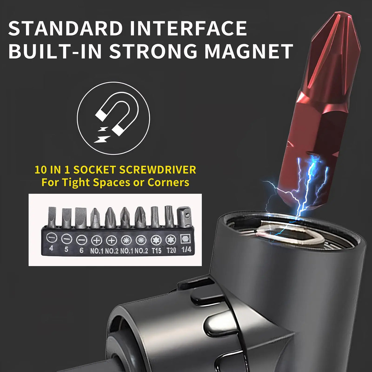 Magnetic Screwdriver Bit Set 12 Pc, S2 Steel Anti-Slip Impact