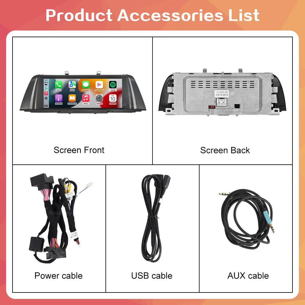 Wireless CarPlay & Android Auto Display Screen, Compatible with BMW 5 Series F10 F11 (CIC/NBT)