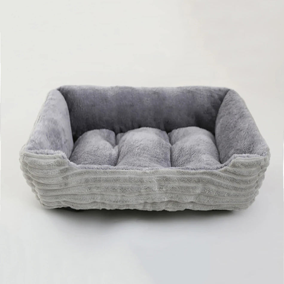Square Plush Dog & Cat Sofa Bed - Cushioned Bolster Pet Bed - photo 3