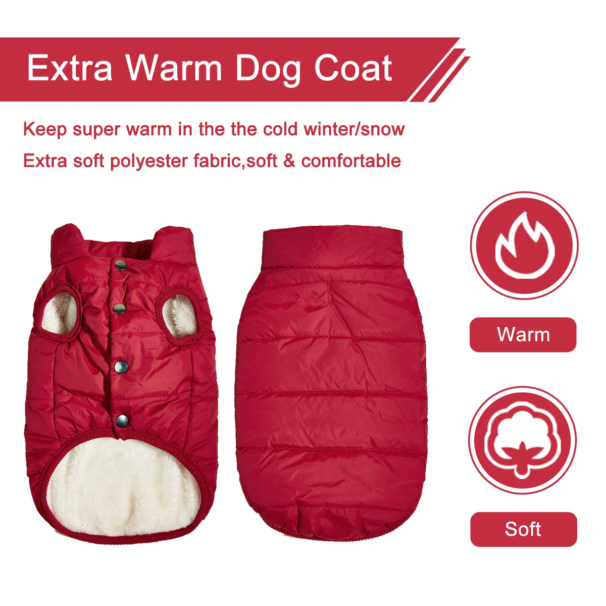 Winter Dog Coat - Warm Padded Jacket for Small & Large Dogs - photo 3