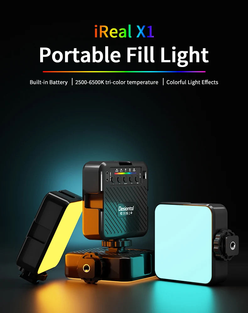 X1 RGB Video Lights Mini LED Camera Light 3000mAh Rechargable LED Panel Lamp Photo Video Lighting for Youtube Tik tok