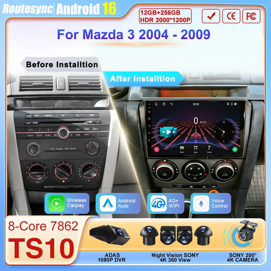 8-Core Android Car Stereo for Mazda 3 (2004–2009) — CarPlay, Android Auto, GPS, 2-DIN, WiFi