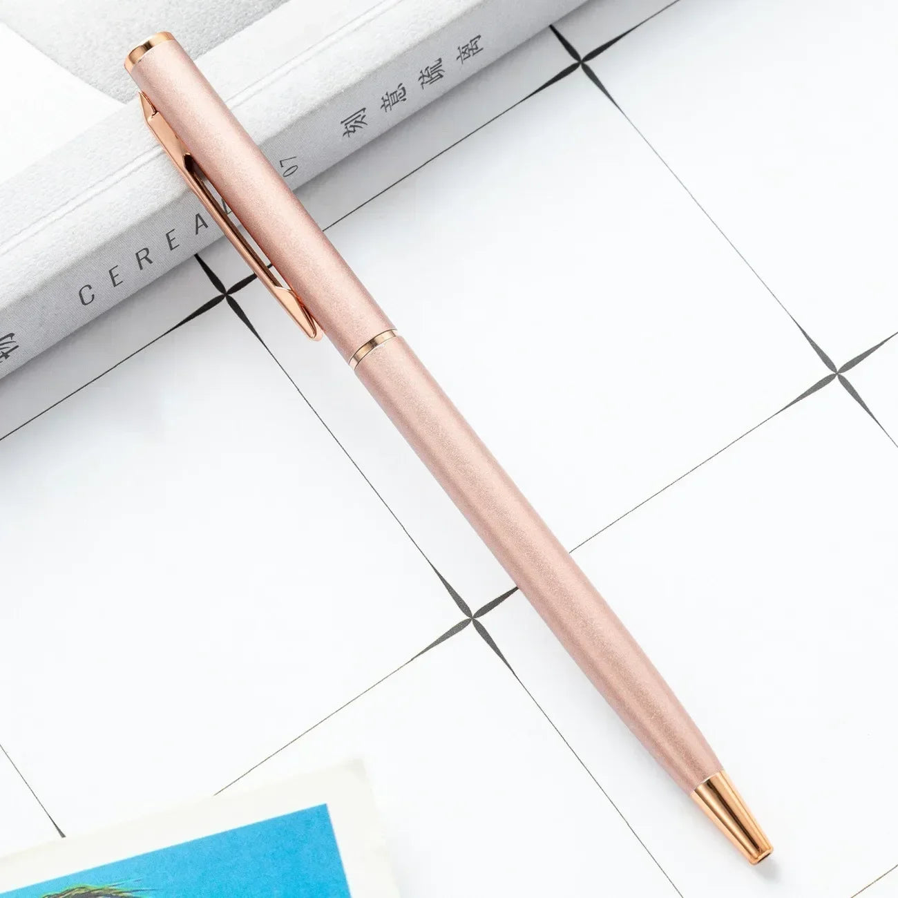 20-200 Pens New Slim Metal Ballpoint Pens Rose Gold Custom Logo Advertising Lettering Engraved Name School Office Supplies Gifts