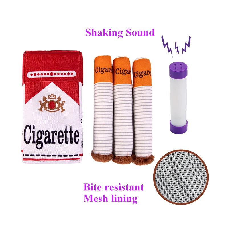 Cigar-Shaped Plush Dog Chew Toy - Novelty Squeaky Toy – photo 7