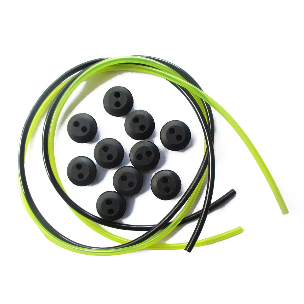 12pcs 2 Holes Fuel Tank Grommet Rubber With Fuel Line Pipe For Brush Cutter Grass Trimmer Rubber Replacemnt Garden Supplies
