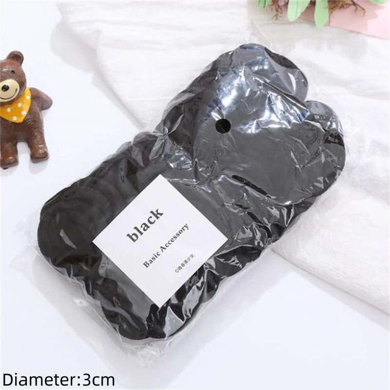 50pcs Black Elastic Hair Band Leagues Ties Colets Scrunchies Springs Gum Accessory For Girl Women No Damage Pigtails Holder Set