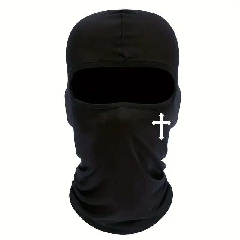 Cross Print Balaclava, Breathable Ski Mask