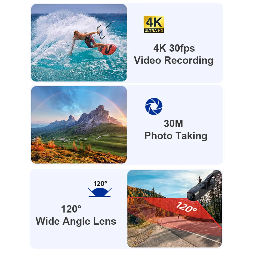 4K Head-Mounted Camera — WiFi Anti-Shake 120° Wearable Camcorder