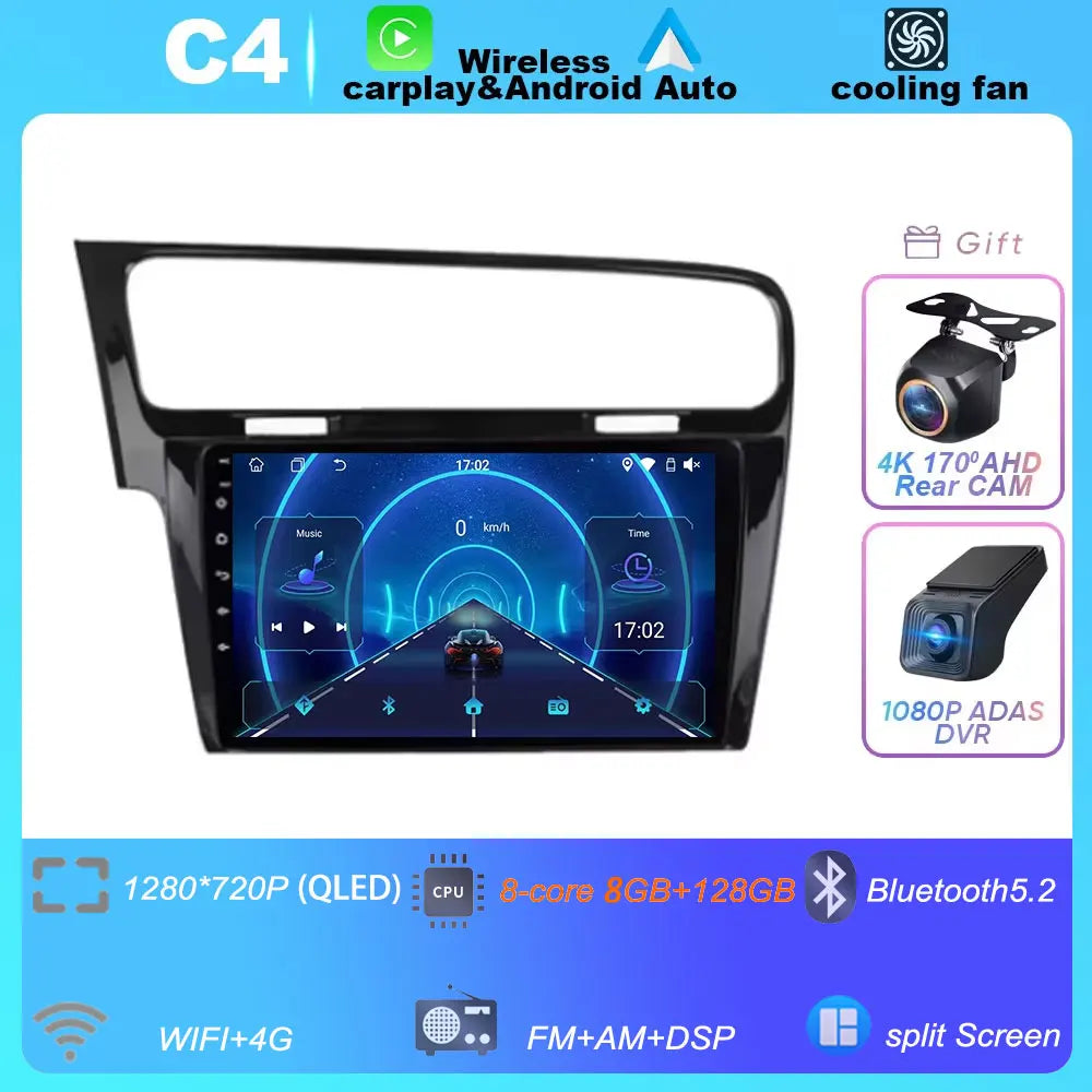10" For Volkswagen VW Golf 7 MK7 GTI 2013-2017 Android 16 Carplay Car Radio Multimedia 8 CORE IPS QLED Navigation GPS 5G WIFI BT