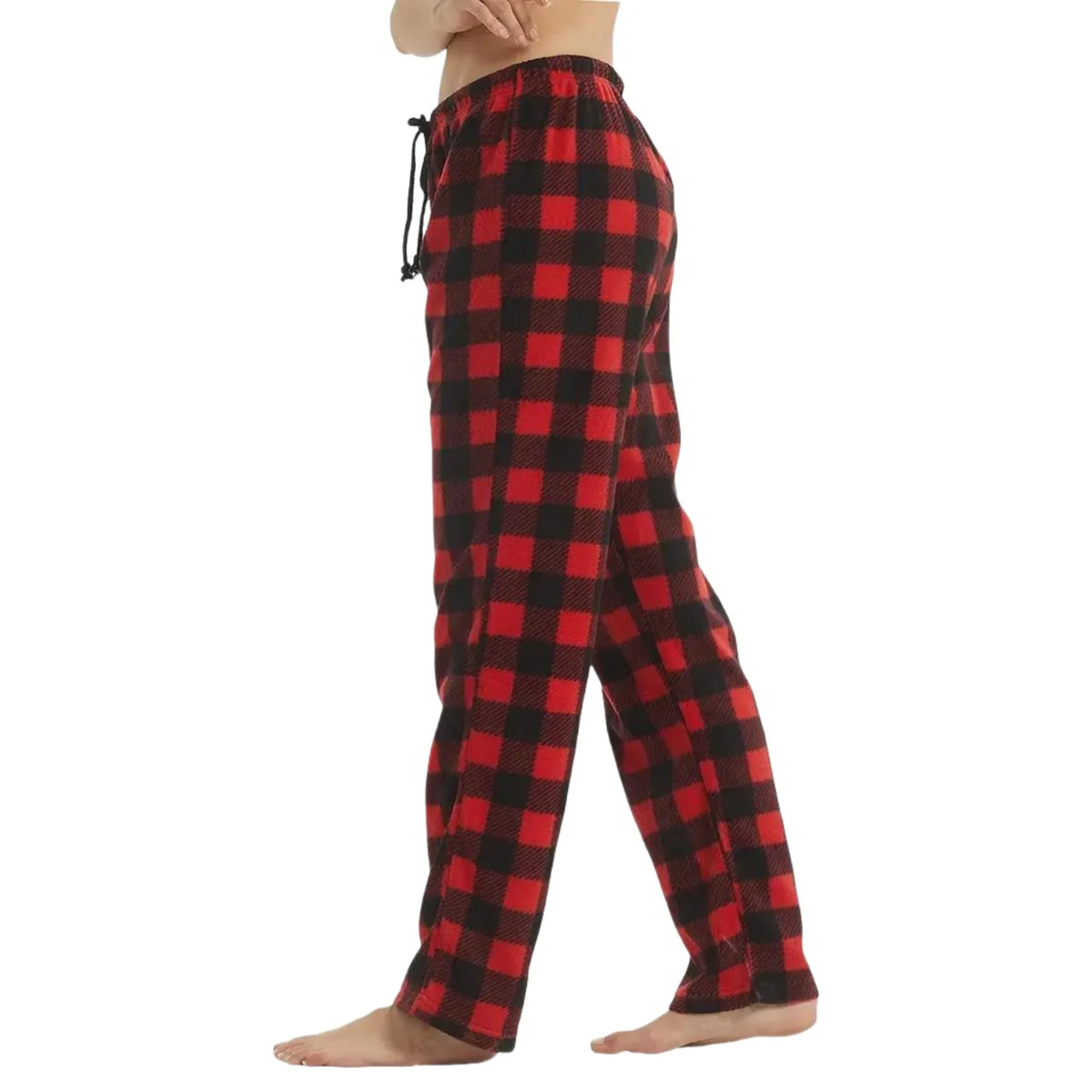 Women's Fuzzy Buffalo Plaid Pajama Pants - Drawstring Lounge Bottoms - photo 3
