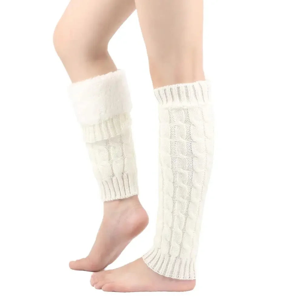 Women's Fleece Lined Knit Leg Warmers - Tall Crochet Boot Covers - photo 12