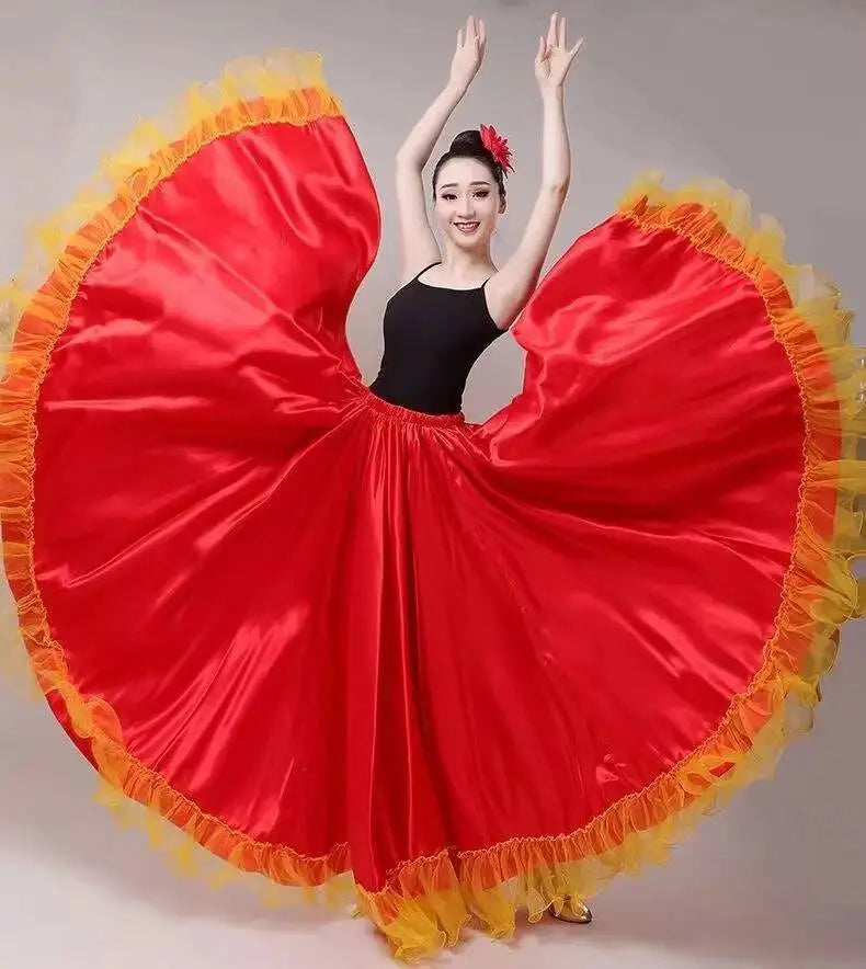 Women's satin big swing flamenco dress