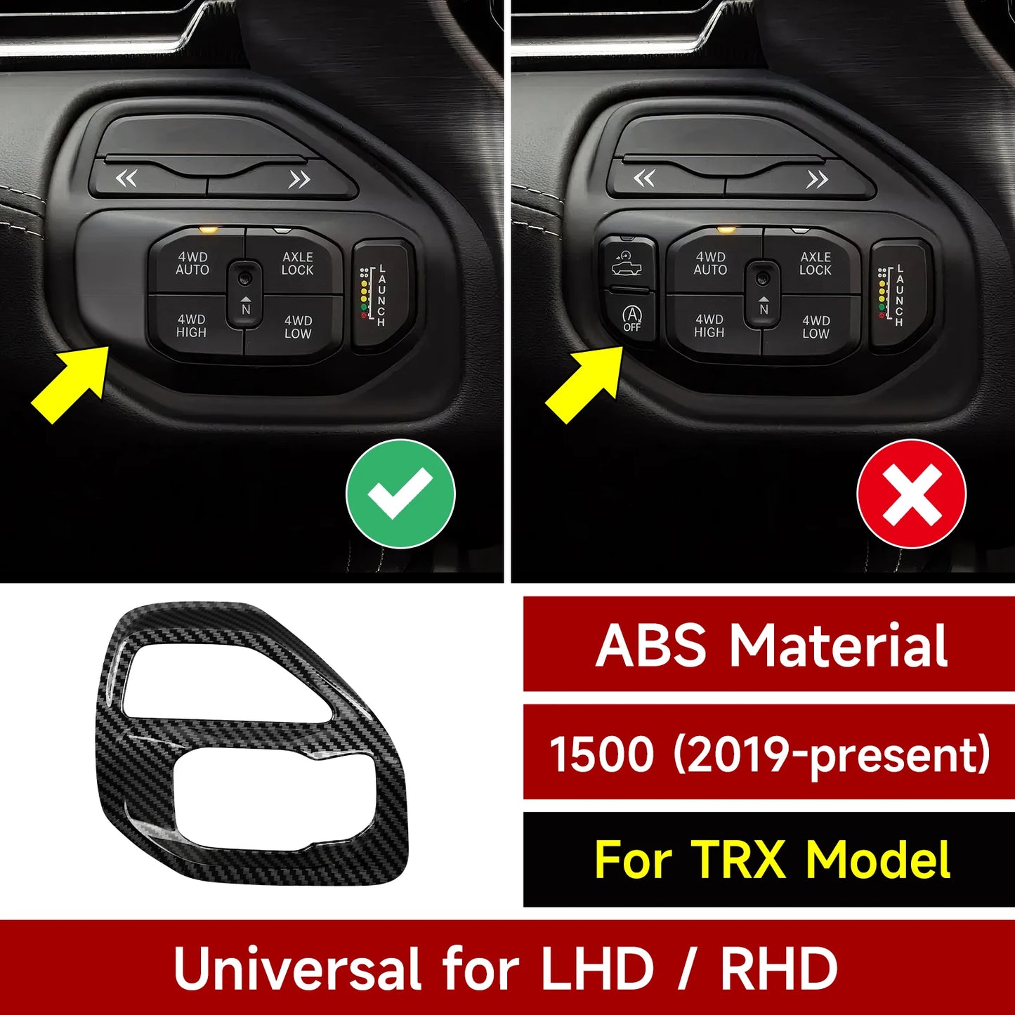 Carbon Fiber Interior Trim Sticker Kit for Dodge RAM 1500/2500/3500 2019-2026