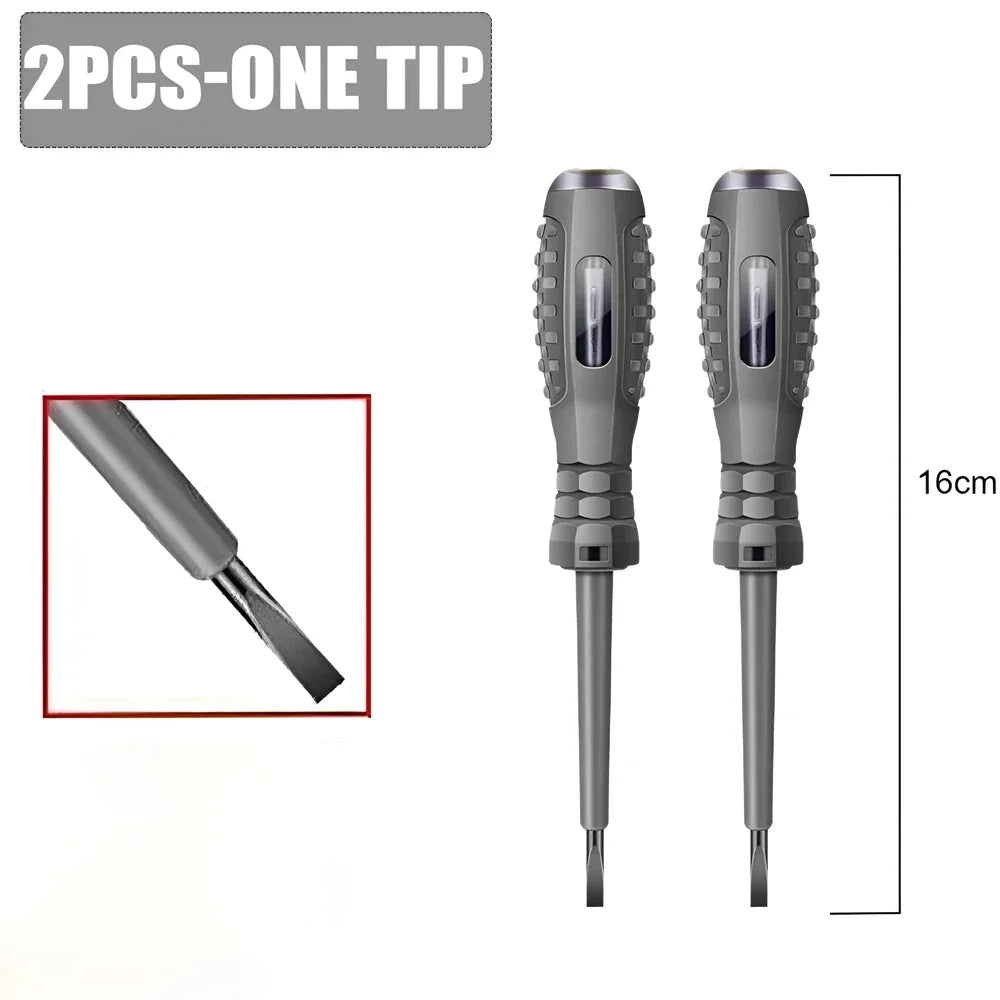 2pcs Word/Cross electrician screwdriver 12-220V Voltage Tester Pen AC/DC Induction Insulated Electricians Screwdriver Hand Tools