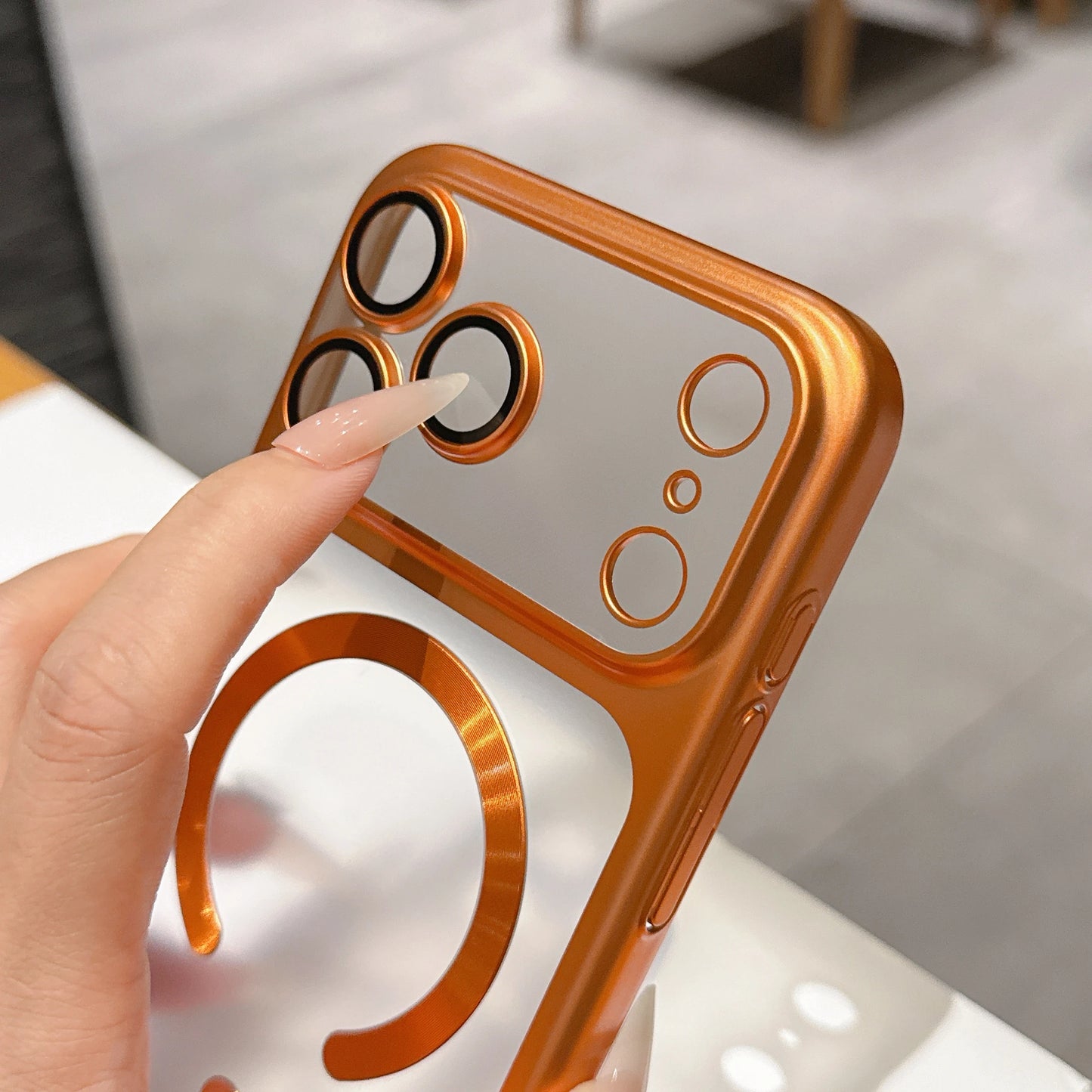 Luxury Matte Plating Phone Case Compatible with iPhone 15 to 17 Pro Max and Air - MagSafe, Shockproof Lens Film Translucent Cover