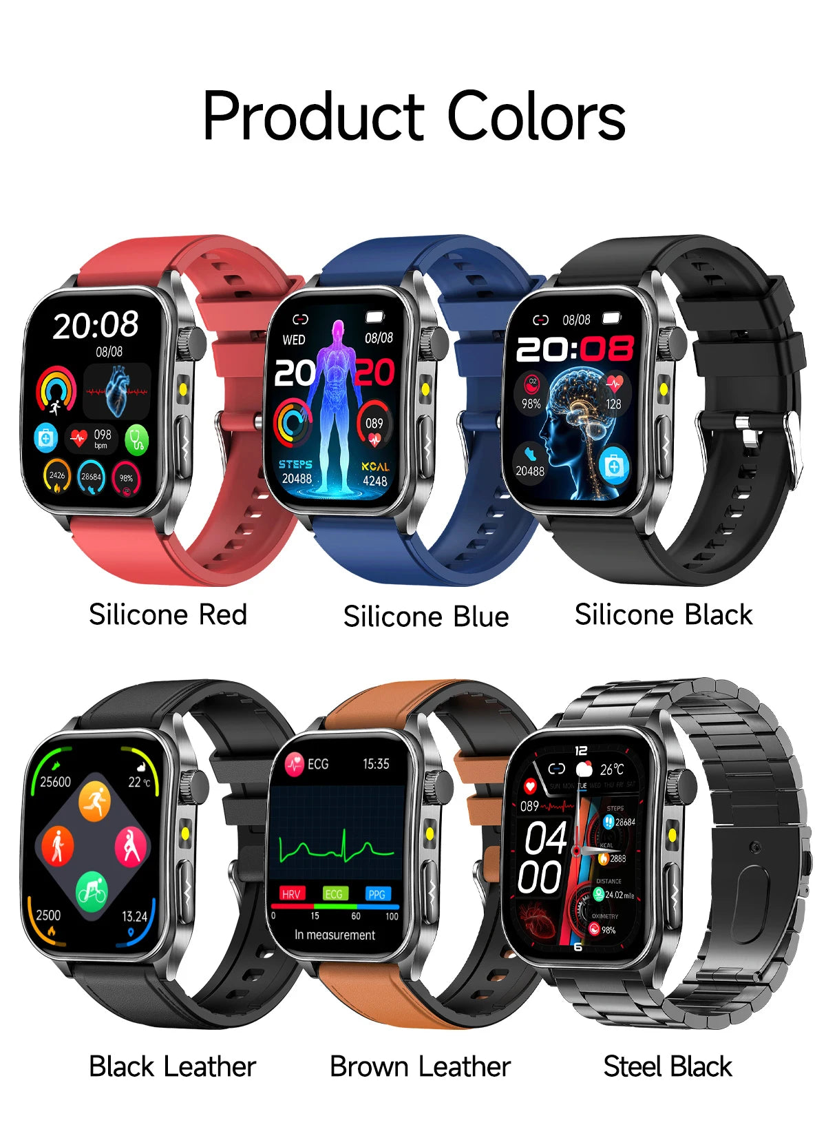 2026 AI-GPT ECG Health Smartwatch – Blood Pressure, Lipid, Uric Acid & 650nm Dual-Probe Laser | Men & Women