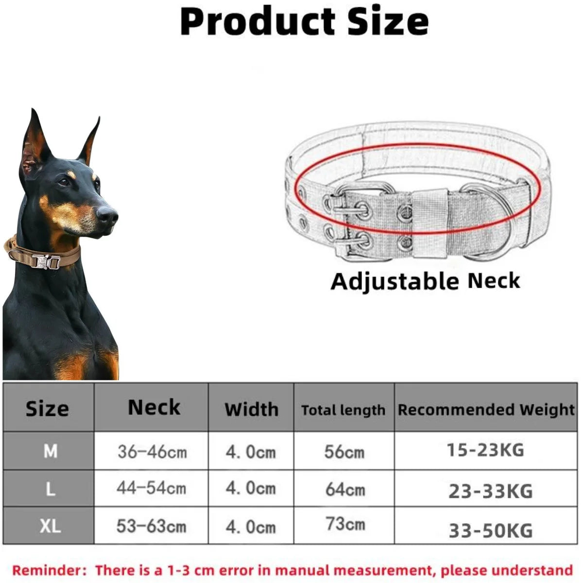 Tactical Dog Collar & Leash - Double Buckle Collar for Large Dogs - photo 3