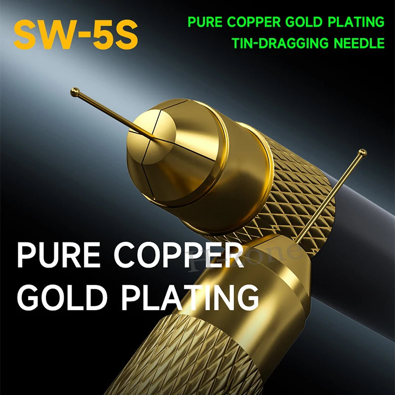 MECHANIC SW-5S Tin Dragging Needle Gold Plated FPC Connector Reballing Solder with 3 Bars Ultralight Carbon Fiber Holder Set