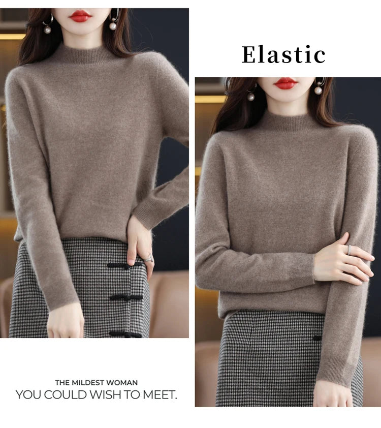 Women's Merino Wool Mock Neck Sweater