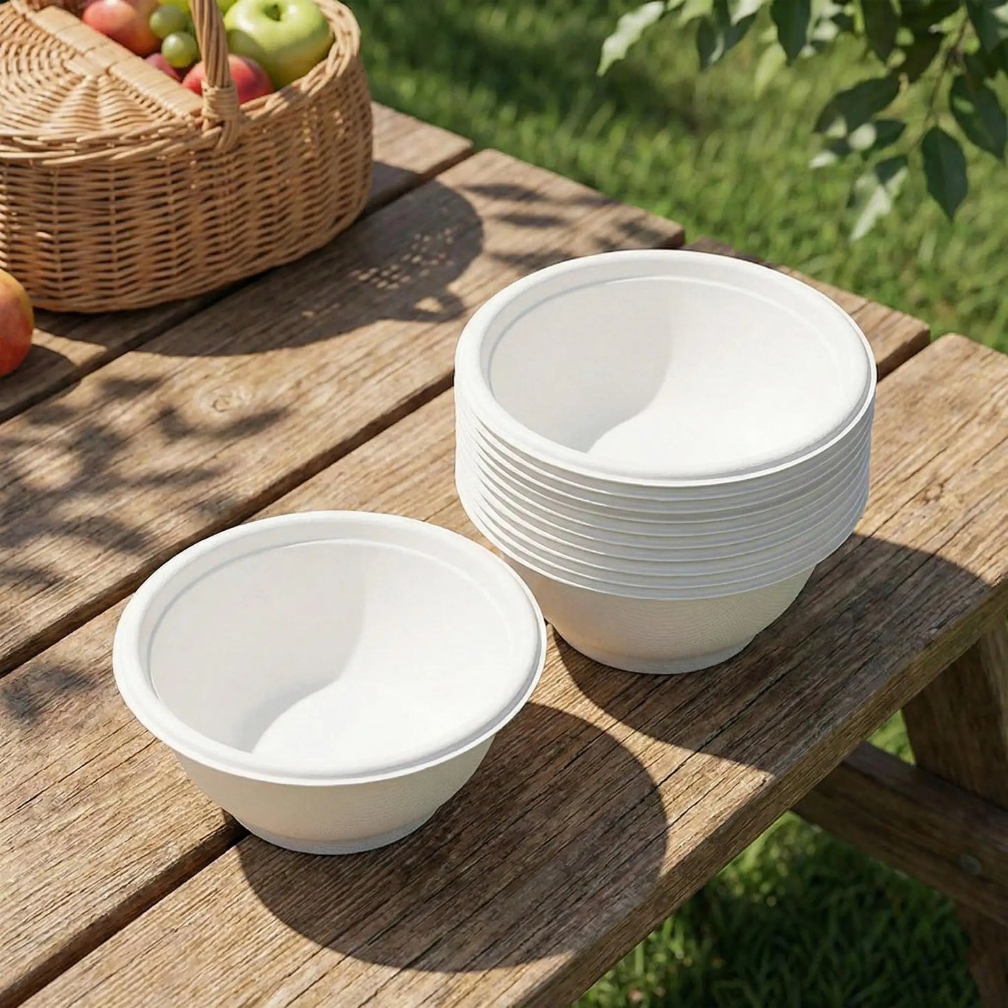 50PCS Disposable White Pulp Bowls – 100% Biodegradable, Microwave & Freezer Safe | 11.5x4.5cm
