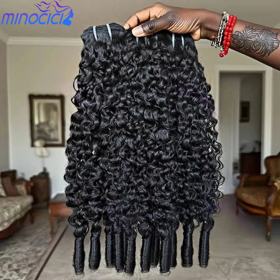 12A Burmese Curly Human Hair Bundles Water Wave Bundles Virgin Weave Human Hair Extensions Curly Ends 1/3/4 Pcs Black 30 40 Inch