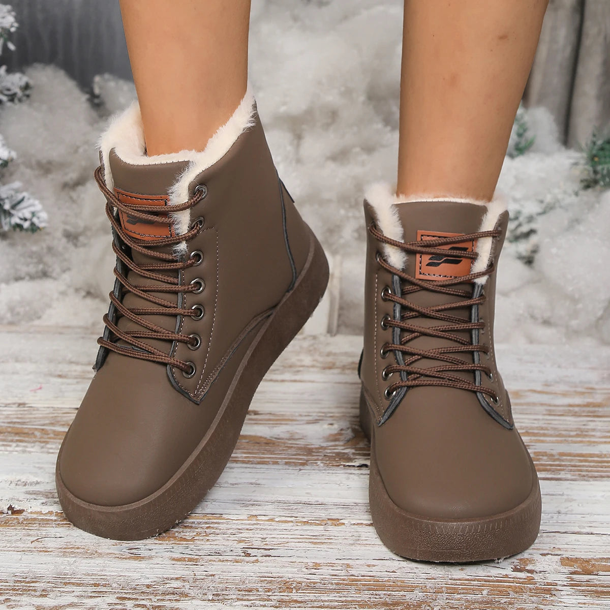 Women's Plush Lined Flat Snow Boots - Anti-Slip Winter Boots - photo 5