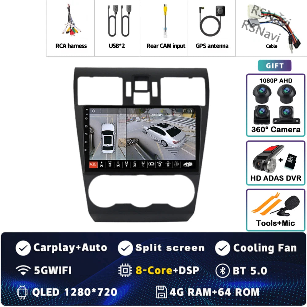 Android 16 For Subaru Forester WRX XV 2012 - 2018 2K QLED Stereo Car Radio Multimedia Video Player GPS 4G CarPlay