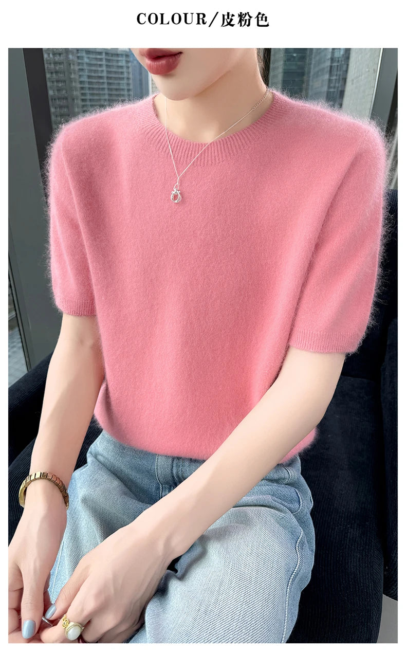 Women's Short Sleeve Knit Sweater Top
