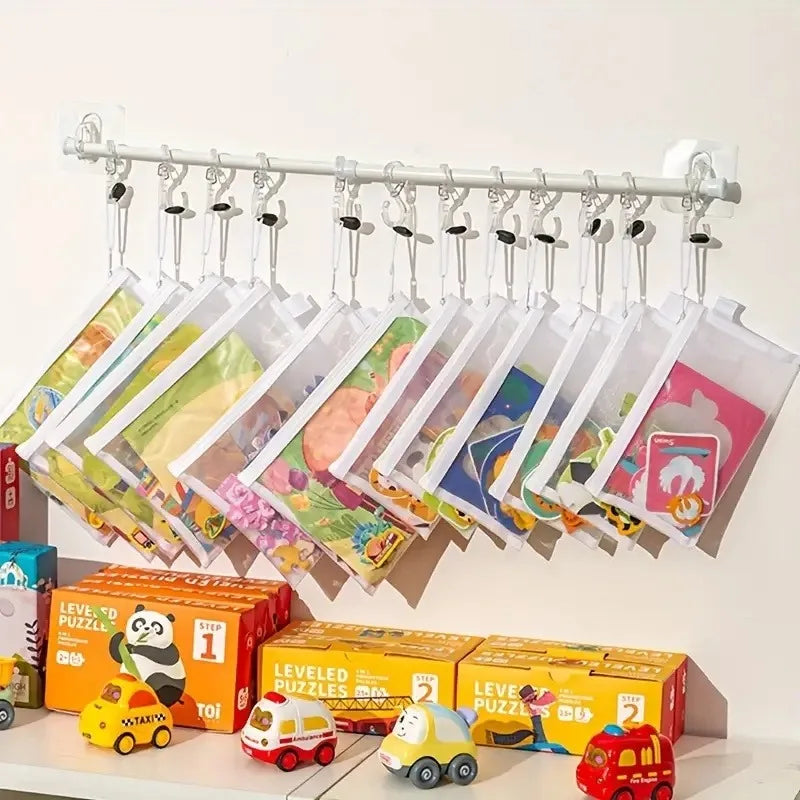 5pcs Waterproof Mesh Zipper Pouch  Toy Storage Document Folder Stationery Storage Bag Cosmetic Bag School Office Storage Bag
