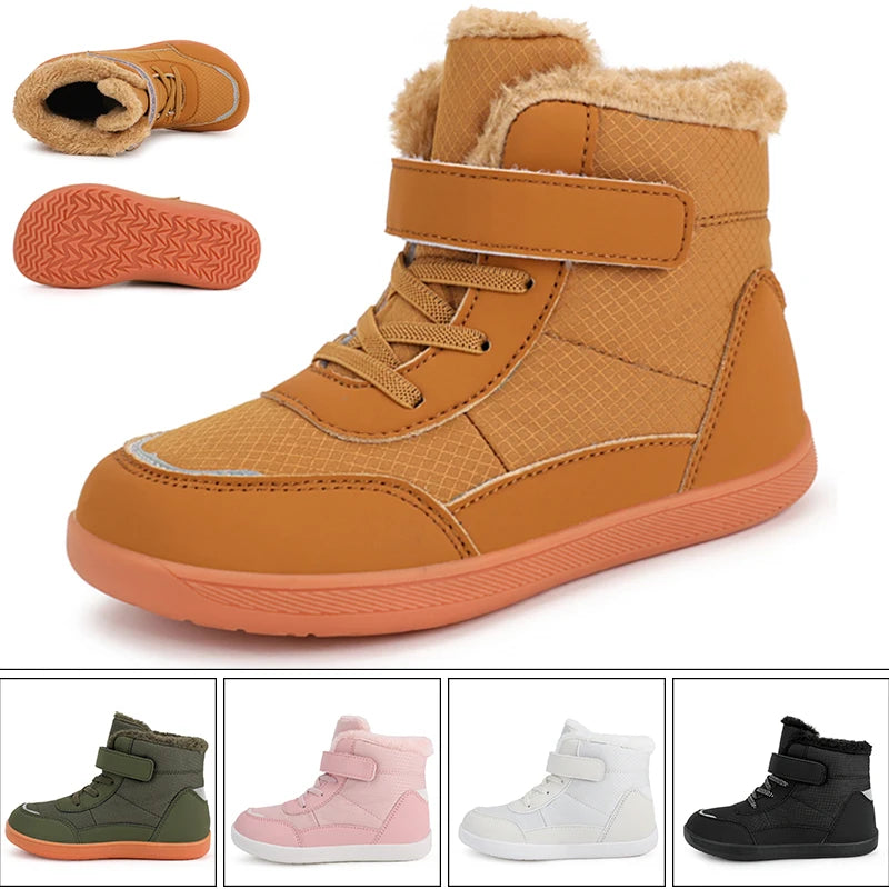 Kids Wide Toe Snow Boots - Minimalist Warm Winter Sneakers