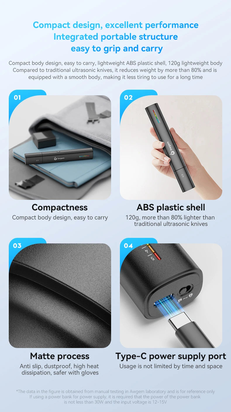 Awgem KH1 Handheld Ultrasonic Cutter Ultrasonic cutting knife DIY Electric Carving Tool for Plastic/Resin/3D Printing/Textile
