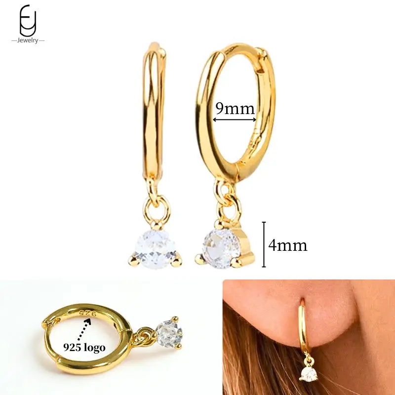 925 Sterling Silver Crystal Drop Earrings for Women - Heart & Flower Studs