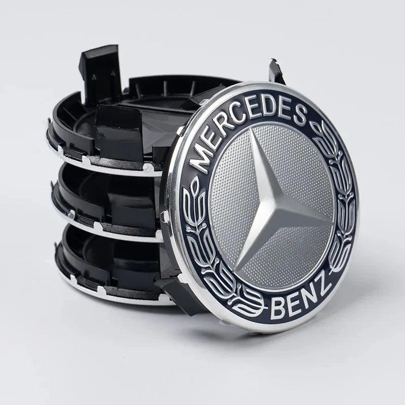 4 Pieces/Set Mercedes Benz AMG Wheel Center Hub Caps 75mm Diameter with Embossed Benz Emblem Tire Rim Covers for W203 W206 W220
