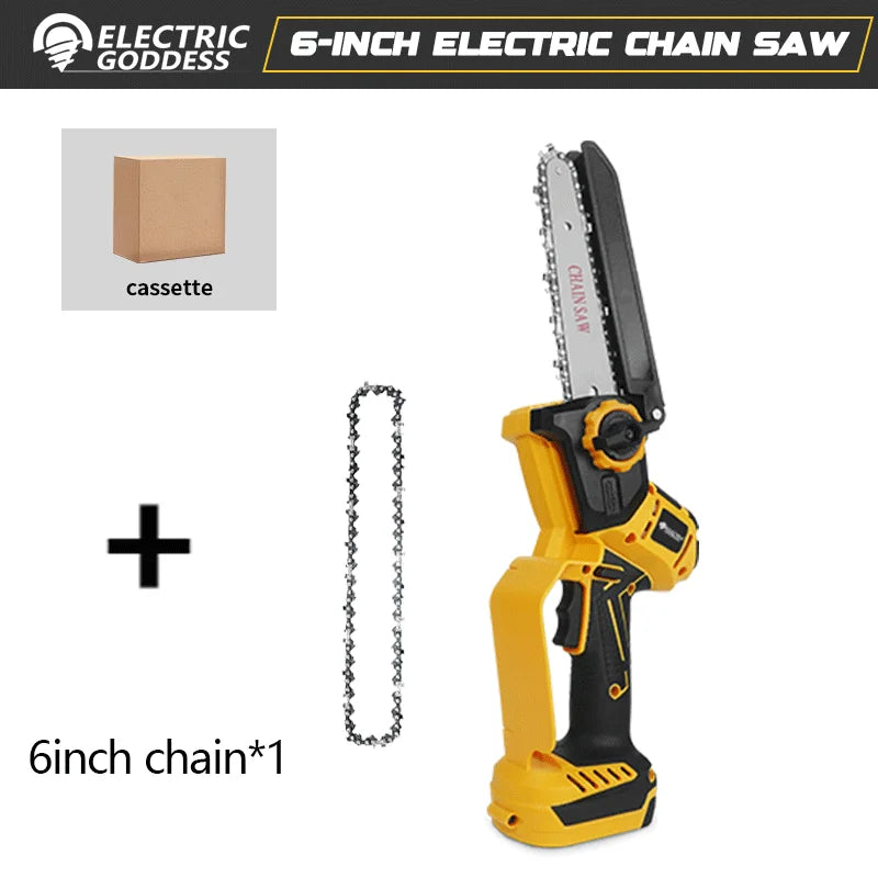 Electric Goddess Brushless 6/8in Electric Chainsaw 1380W Cordless Woodwork Cutting Garden Pruning Saw For Dewalt 20V Battery Pin