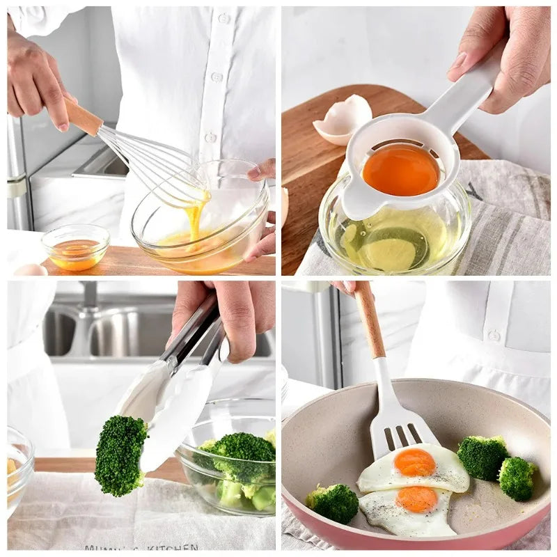 Silicone Kitchen Utensils - Tongs, Pasta Server, Basting Brush, Whisk - photo 2