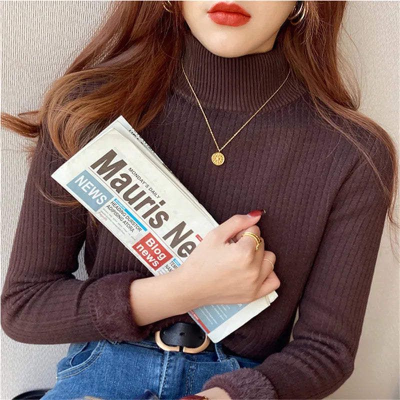 Women's Thermal Turtleneck Top — Velvet-Lined Base Layer