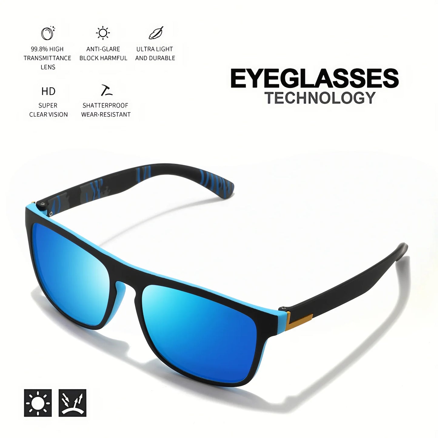 Men's Square Polarized Sport Sunglasses — UV400 Multi-Pack