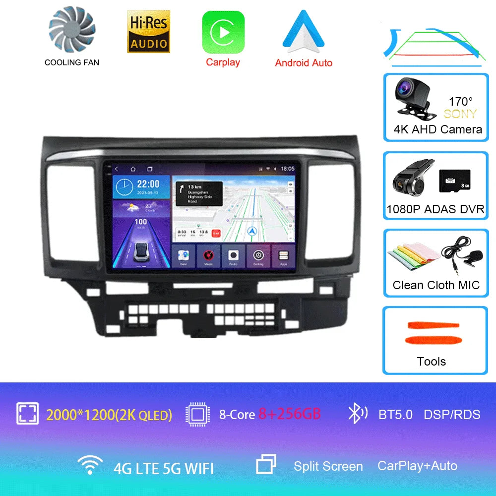 9" Android Car Stereo for Mitsubishi Lancer 9, 10 & X (2008–2016) — CarPlay, Android Auto, GPS, Touchscreen