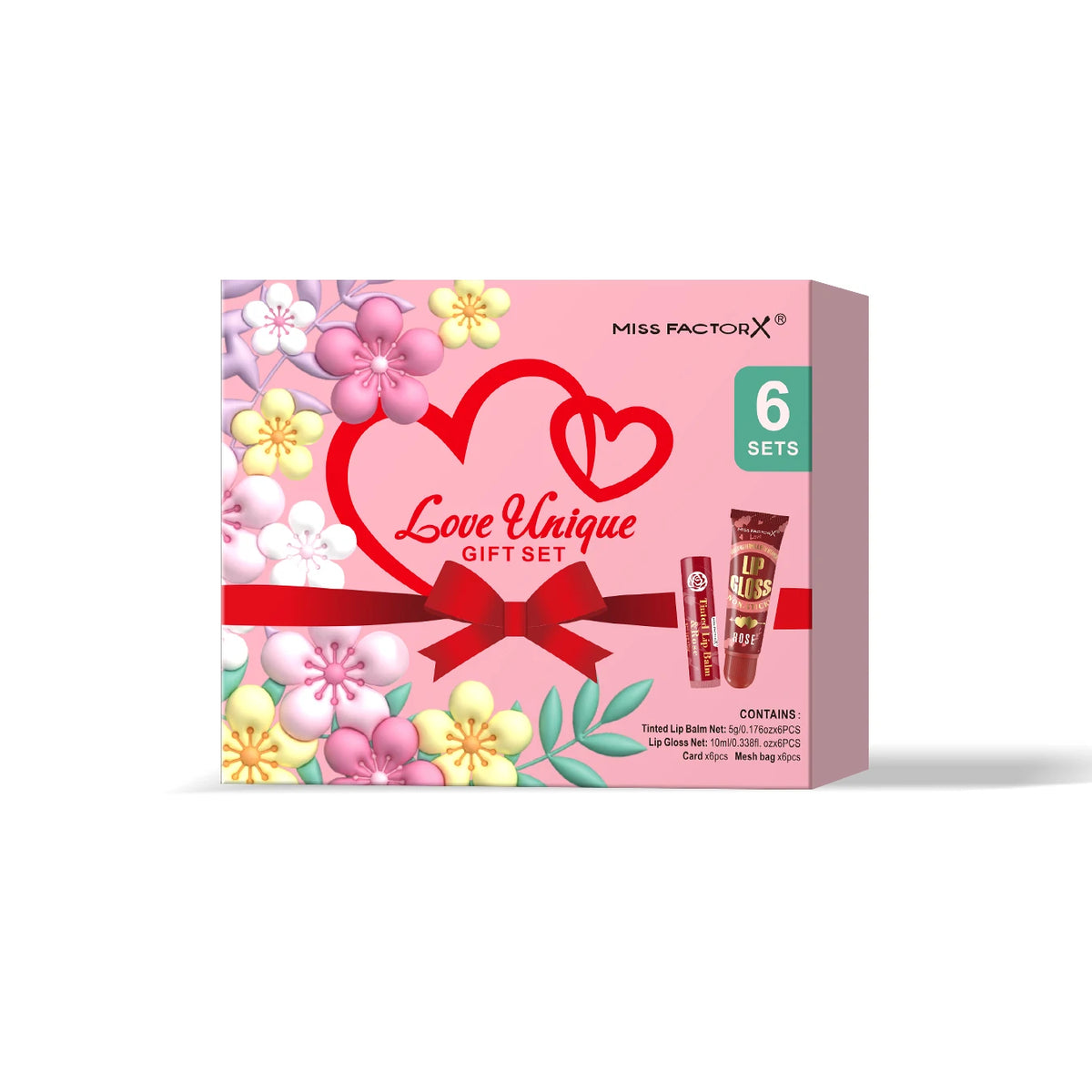Unique Gift Set -24 Pieces/Box Lip Gloss Set Lipstick Set Red Card and Red Organza Bag Lip Moisturizing Gloss