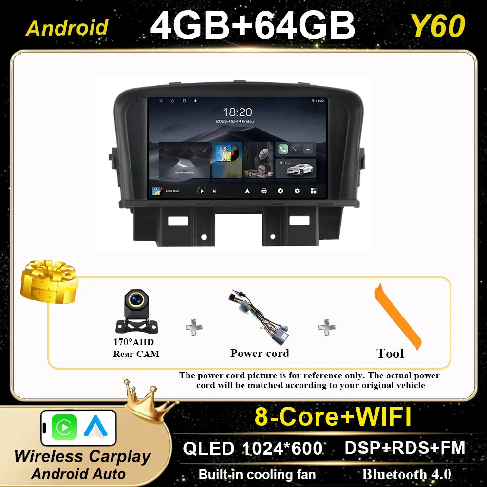 Android Car Stereo for Chevrolet Cruze (2008–2014) — CarPlay, Android Auto, GPS, WiFi, Touchscreen