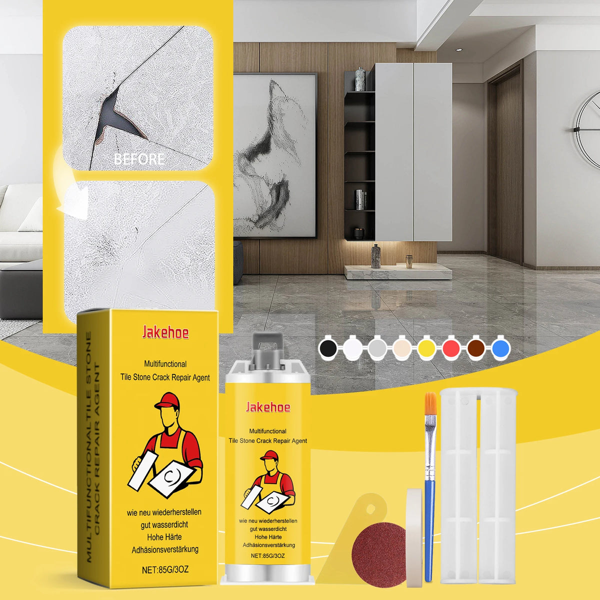 Tile & Stone Crack Repair Agent, Waterproof Ceramic Filler